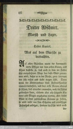 Dritter Abschnitt. Marsch und Lager