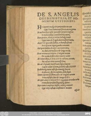 De S. Angelis Dei Ministris, Et Hominum Custodibus.