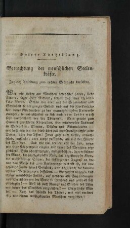 Dritte Abtheilung. Betrachtung der menschlichen Seelenkraefte.
