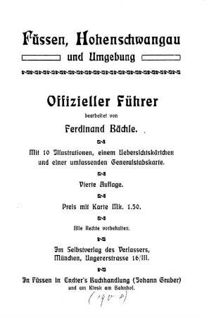 Füssen, Hohenschwangau und Umgebung : offizieller Führer