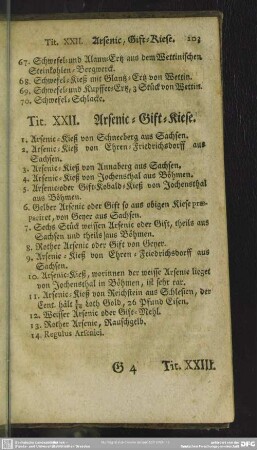 Tit. XXII. Arsenic-Gift-Kiese