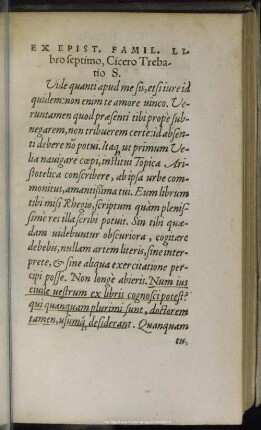 Ex Epist. Famil. Libro septimo, Cicero Trebatio S.