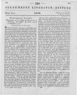 Neuenhaus, A. S.: Bemerkungen zu der Schrift des Pfarrers G. A. Wislicenus: "Ob Schift? Ob Geist?". Leipzig: Barth 1845 (Fortsetzung von Nr. 127)