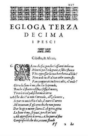 Egloga Terza Decima I Pesci