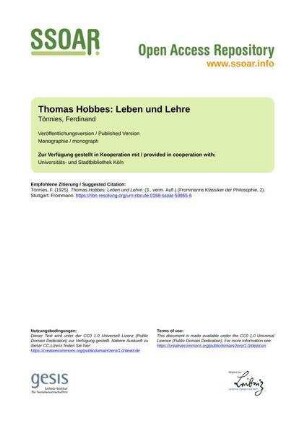 Thomas Hobbes: Leben und Lehre