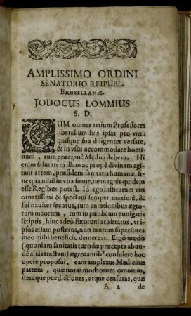 Amplissimo Ordini Senatorio Reipubl. Bruxellanæ. Jodocus Lommius