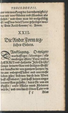 XXII. Die Ander form tegliches Gebets.