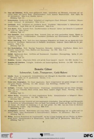 Bemalte Gläser, gerissene und geschnittene Gläser (Nr. 116-300)