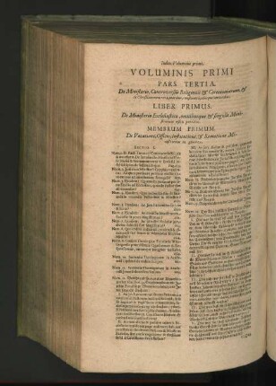 Voluminis primi Pars tertia. De Ministerio, Controversis Religionis et Ceremoniarum, et de Christianorum vitá, moribus, constantiâ, aliisque vir tutibus. LIBER PRIMUS. De Ministerio Ecclasiastico, omnibusque et singulia Ministrorum officii partibus. MEMBRUM PRIMUM. De Vocatione, Officio, Institutione, et Remotione Ministrorum in genere. SECTIO I.