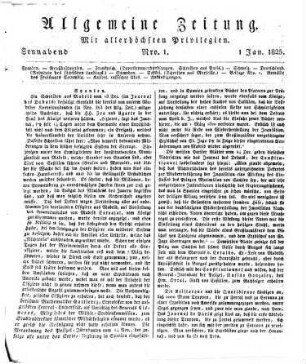 Allgemeine Zeitung. 1825, 1 - 4