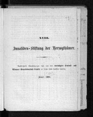 18.1862=Nr. 1204-1208: Nachfolgende Unterstützungen sind von dem Vereinigten Central- und Altonaer Gewerbevereins-Comite bewilligt // Invalidenstiftung der Herzogthümer