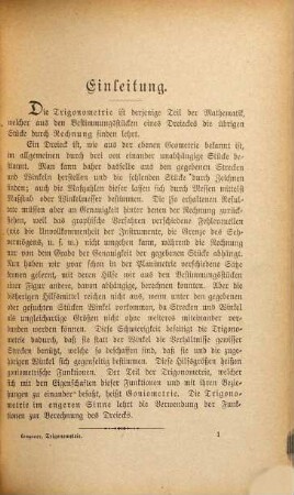 Die Grundlehren der ebenen Trigonometrie : ein Leitfaden für den Unterricht ; mit Übungsaufgaben