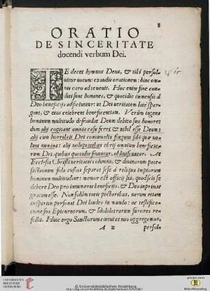 Oratio de sinceritate docendi verbum Dei