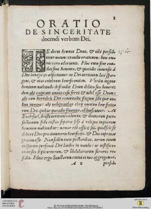 Oratio de sinceritate docendi verbum Dei