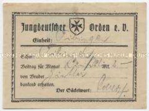 Beitragsquittung des Jungdeutschen Ordens