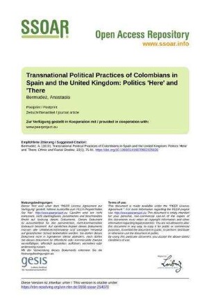 Transnational Political Practices of Colombians in Spain and the United Kingdom: Politics 'Here' and 'There