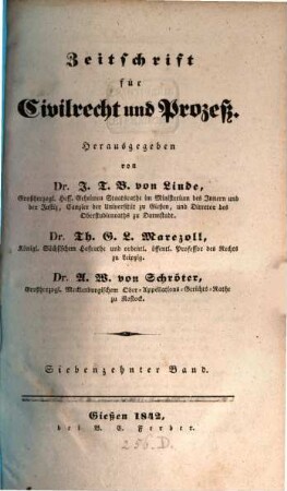 Zeitschrift für Civilrecht und Prozeß. 17. 1842