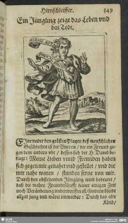 Ein Jüngling zeigt das Leben und den Todt