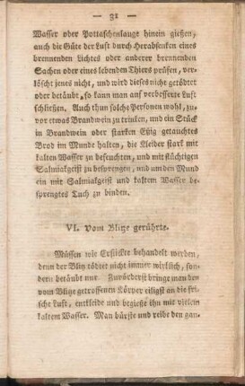 VI. Vom Blitze gerührte