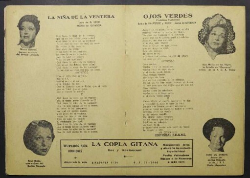 Ojos verdes : Zamba Canción. Editorial E.D.A.M.I.