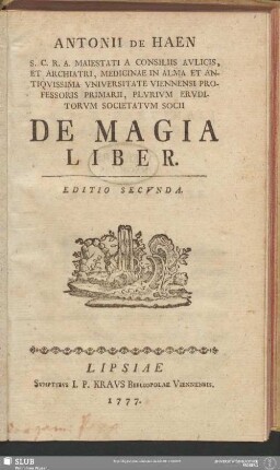 Antonii De Haen ... De Magia Liber