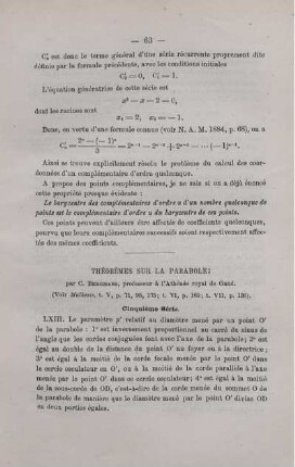 THÉORÈMES SUR LA PARABOLE.