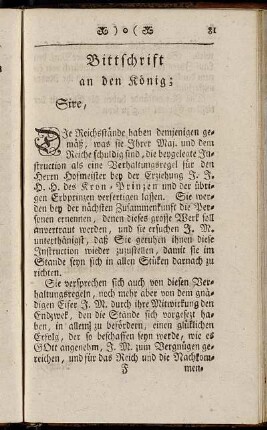 Bittschrift an den König;[...]
