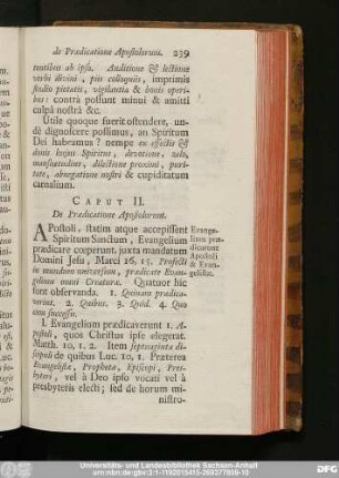 Caput II. De Praedicatione Apostolorum.