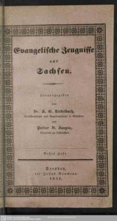 1: Evangelische Zeugnisse aus Sachsen