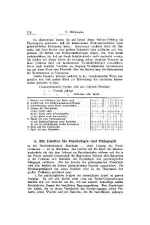 Ein Institut für Psychologie und Pädagogik : [Mitteilungen]