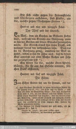 Hundert und fünf und vierzigste Fabel. Die Hähne