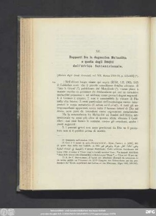 XII. Rapporti fra la dogmatica Mu'tazilita e quella degli Ibāḍiti dell'Africa Settentrionale.