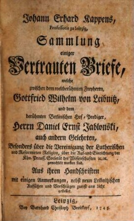 Sammlung einiger vertrauter Briefe