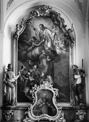 Franz Xaver-Altar : Franz Xaver-Altar (1762/1765). Rott am Inn, Abteikirche Sankt Marinus und Anianus, Gemeinderaum