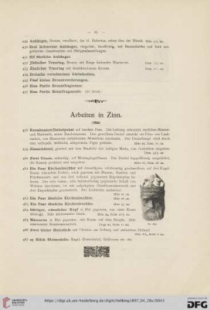 Arbeiten in Zinn (Nr. 458-467)
