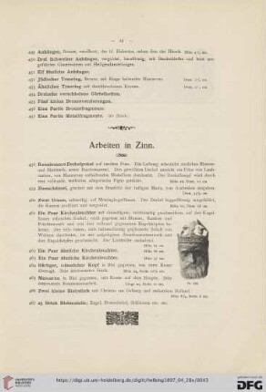 Arbeiten in Zinn (Nr. 458-467)