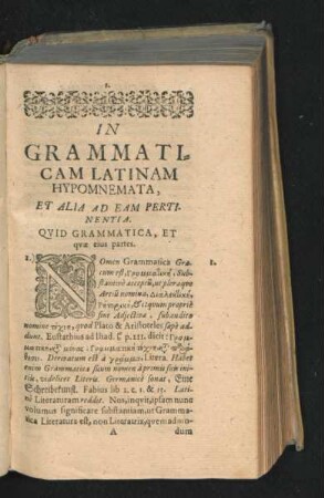 Quid Grammatica, Et quae eius partes.