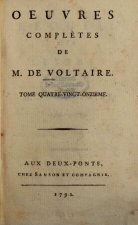 Oeuvres Complètes De M. De Voltaire, 91. Recueil Des Lettres De M. De Voltaire ; T. [13] : 1766 - 1767