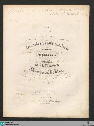 Dernière pensée musicale de V. Bellini : variee pour le pianoforte ; oeuvre 15