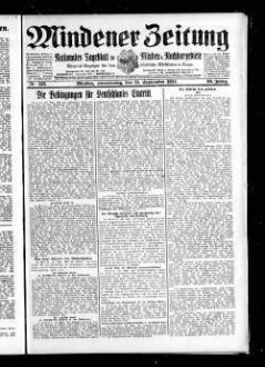 Mindener Zeitung : nationales Tageblatt für Minden u. Nachbargebiete : General-Anzeiger für den nördl. Reg.-Bezirk Minden