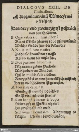 Dialogus XXIII. De Civitatibus