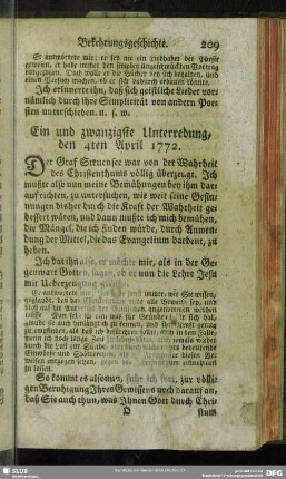 Ein und zwanzigste Unterredung, den 4ten April 1772