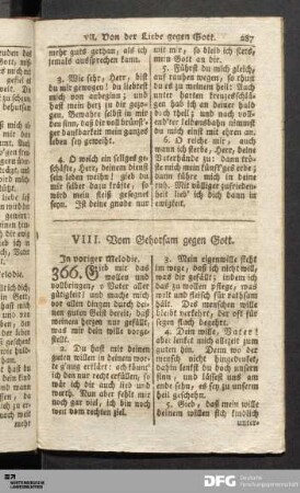 VIII. Vom Gehorsam gegen Gott.