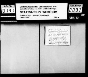 Fr. David Faulhaber, Laie zu Bronnbach (Brunnbach), gelobt den Regeln und Satzungen des hl. Benediktus Treue und Gehorsam.