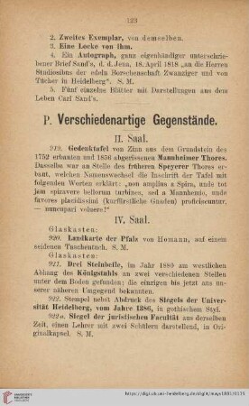 P. Verschiedenartige Gegenstände