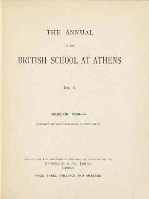 The annual of the British School at Athens. 1. 1894/95