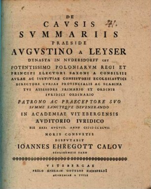 De Cavsis Svmmariis