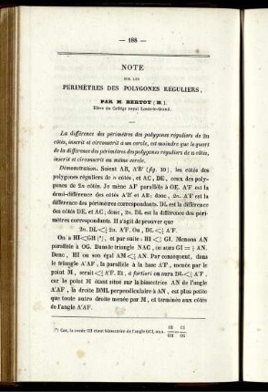 Note sur les périmètres des polygones réguliers.