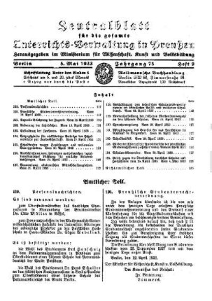Preußische Studentenrechtverordnung : [Amtlicher Teil]