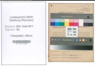 Entnazifizierung Alfons Claespeter , geb. 19.01.1912 (Verwalter)